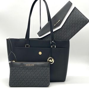 Michael Kors Maisie Large Pebbled Leather  3 in 1 Tote Bag Black